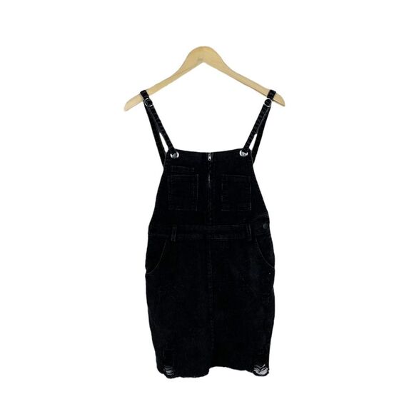 EMORY PARK Black Distressed Corduroy Dress Overalls Sz S - Picture 1 of 7